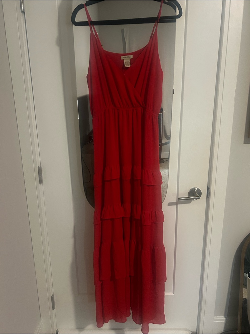 Flying Tomato Red Tiered Maxi Dress with Spaghetti Straps Sz M New!
